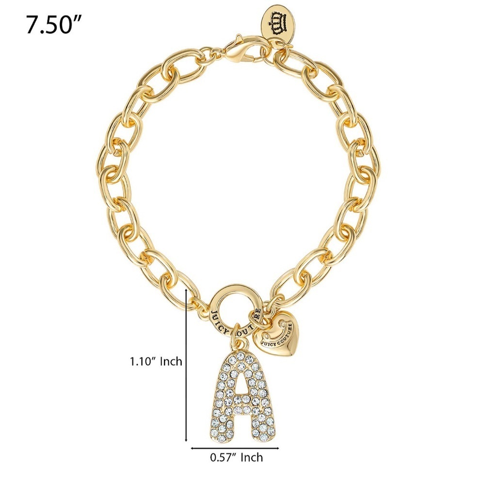 Juicy Couture Gold Bracelet with Bubble “A” Initial Charm - Picture 4 of 7